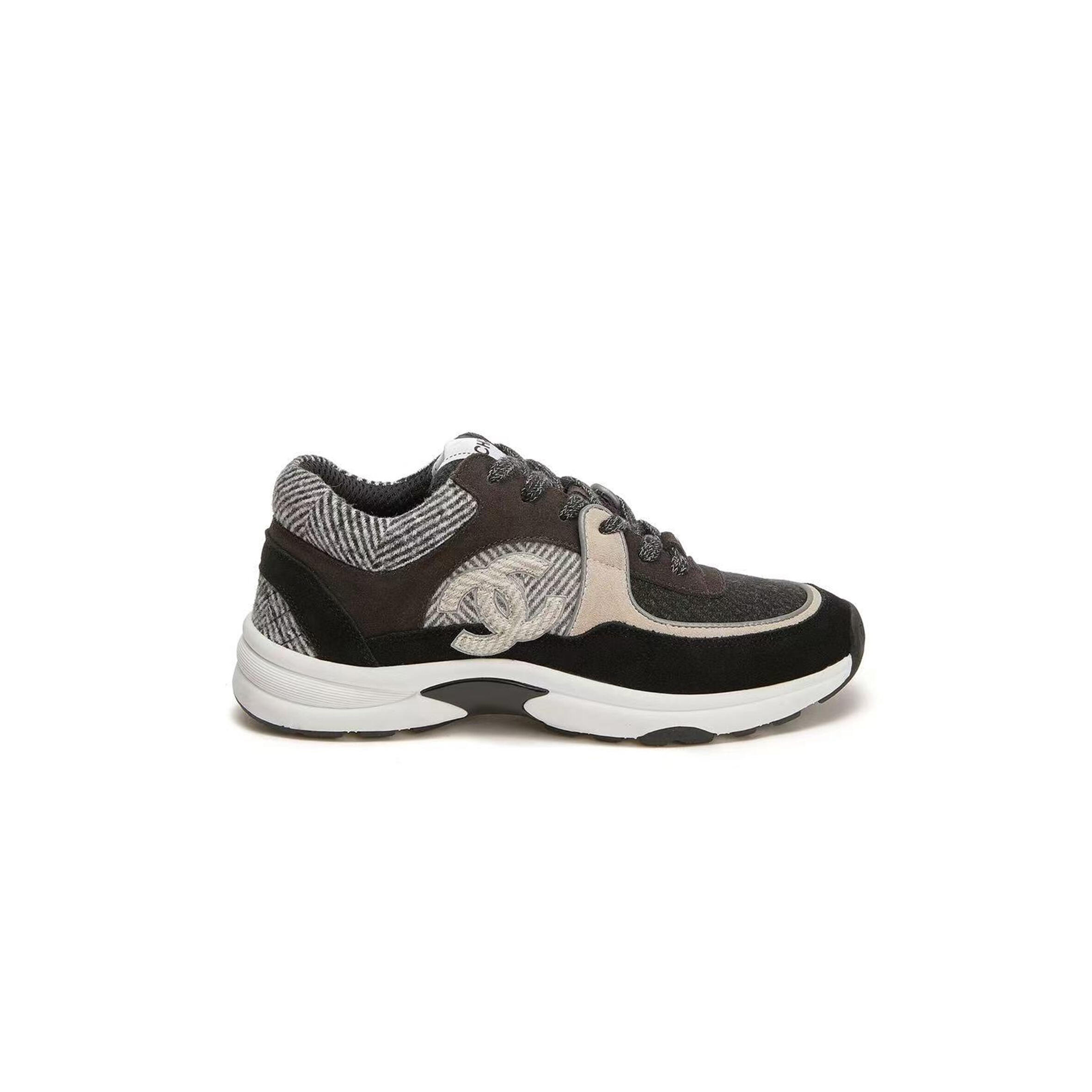 CHANEL TWEED SUEDE WOMENS CC SNEAKERS 356098